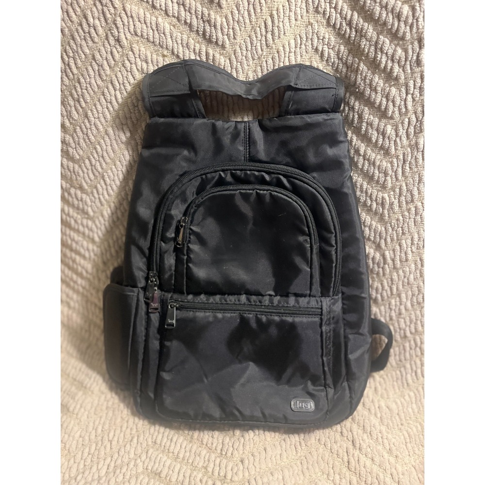 Lug Hatchback 3.0 Backpack Travel Bag Purse in Black with RFID - Unisex EUC